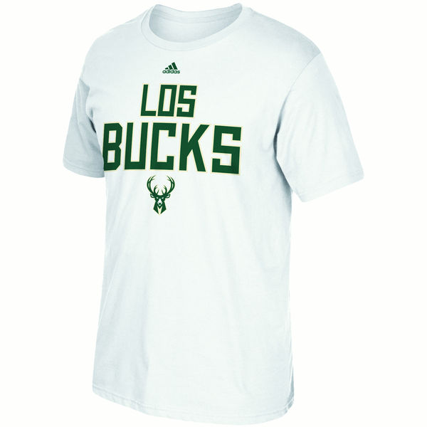 NBA Men Milwaukee Bucks adidas Noches EneBeA TShirt White->nba t-shirts->Sports Accessory